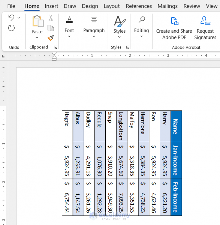 How To Paste An Excel Table Into Word Landscape