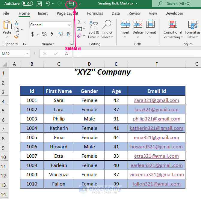 How to Send Bulk Email from Outlook Using Excel (3 Ways) - ExcelDemy