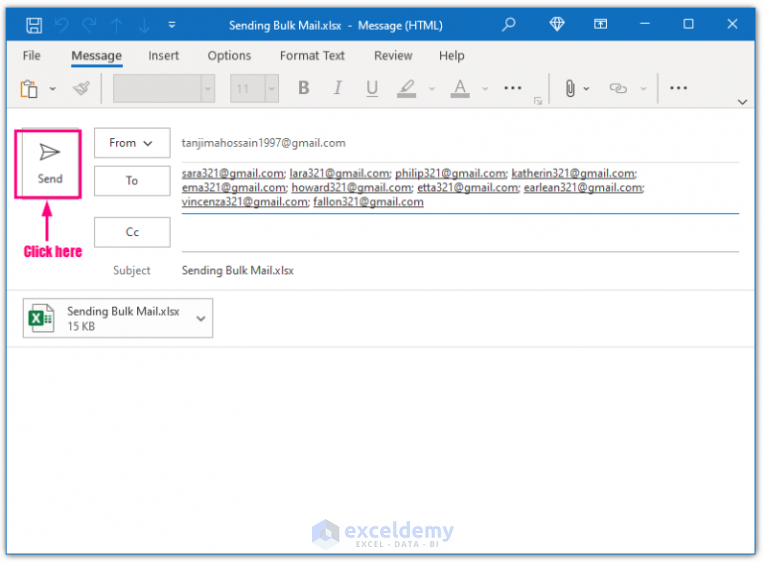 How To Send Bulk Email From Outlook Using Excel 3 Ways Exceldemy 1403
