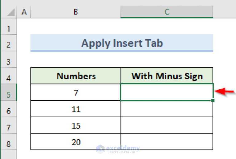 How To Use Minus Sign In Excel Without Formula