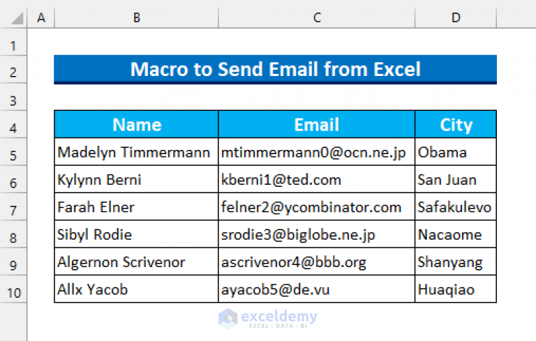 Macro To Send Email From Excel (5 Suitable Examples)