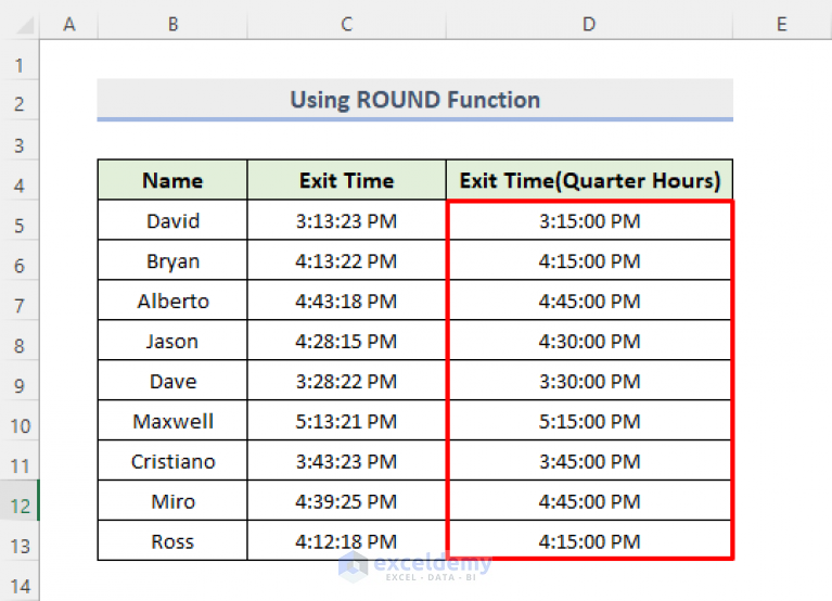 rounding-time-to-nearest-quarter-hour-in-excel-6-easy-methods