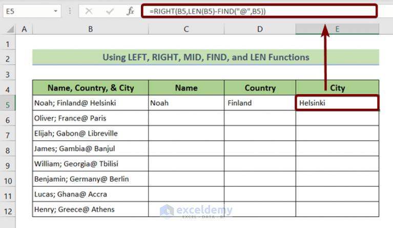 How To Split Text In Excel By Character 5 Quick Methods Exceldemy