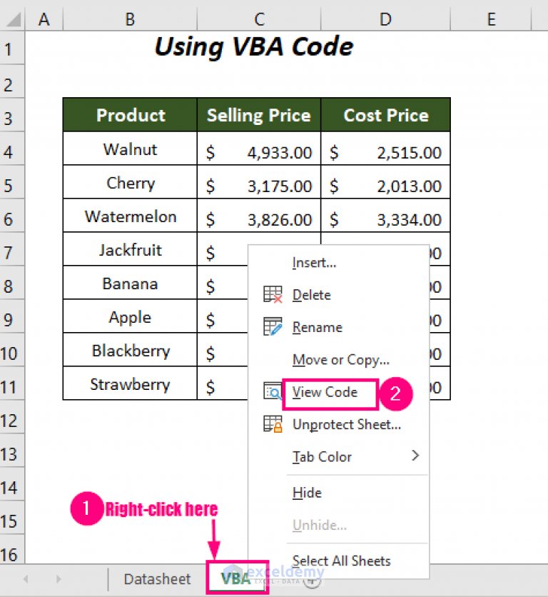 Excel VBA: How To Unprotect Excel Sheet Without Password - ExcelDemy