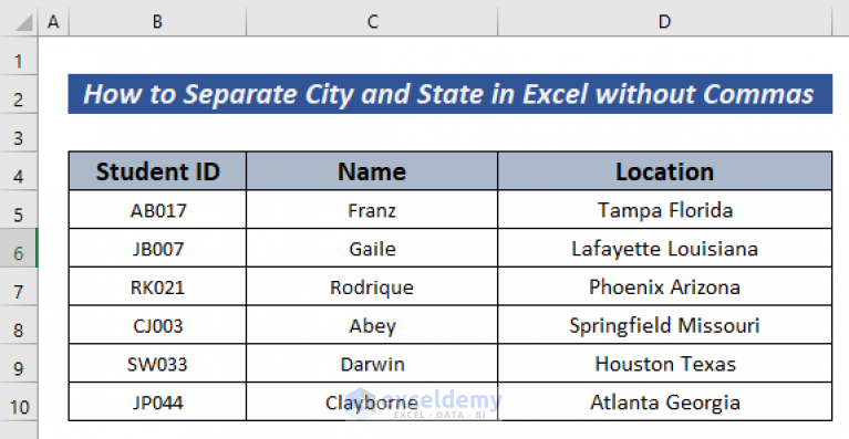 how-to-separate-city-and-state-without-commas-in-excel-3-smart-ways