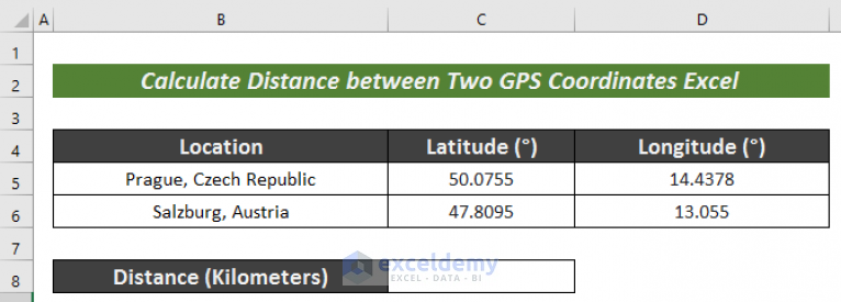 Distance Between Two Gps Coordinates In Excel