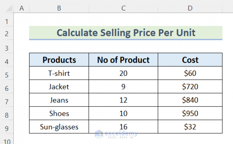 how-to-calculate-selling-price-per-unit-in-excel-3-easy-ways