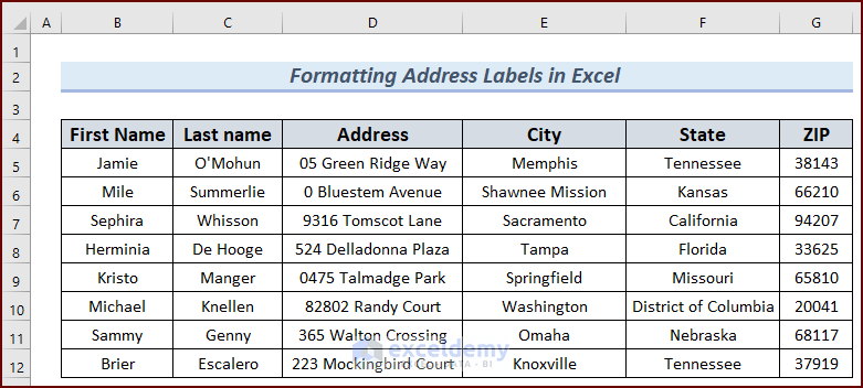 How To Format Address Labels In Excel 2 Easy Approaches 