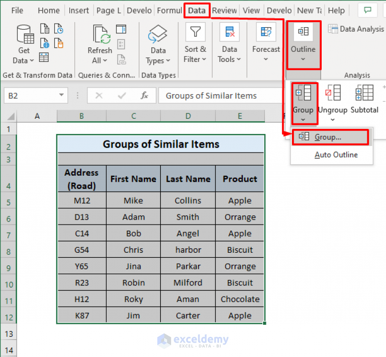 how-to-group-similar-items-in-excel-4-common-ways-exceldemy