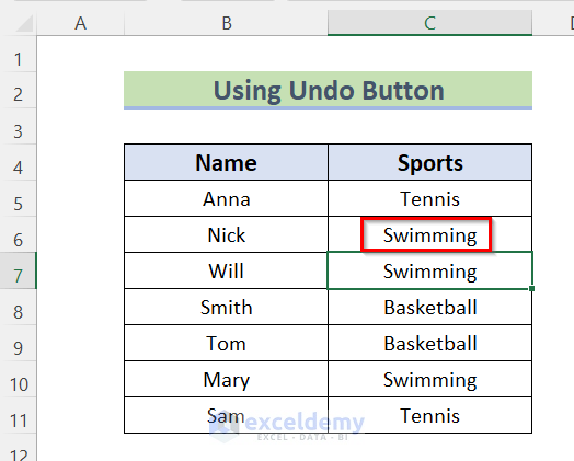 How to Undo Something in Excel?