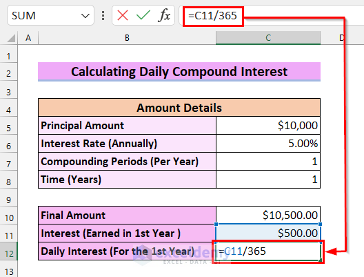 How To Calculate Daily Simple Interest In Excel 3 Easy Ways 