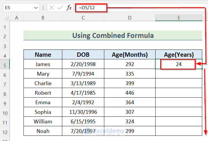 How To Calculate Age In Excel In Years And Months 5 Easy Ways 