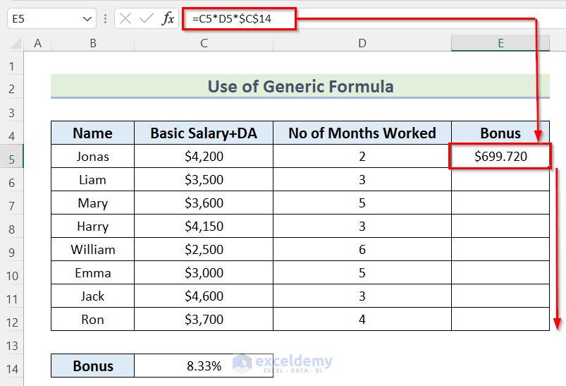 How To Calculate Bonus On Salary In Excel 7 Suitable Methods 