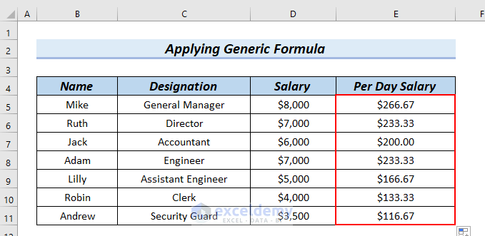 Calculate Daily Wage ReanneYvanna