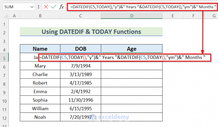 how-to-calculate-age-in-excel-in-years-and-months-5-easy-ways