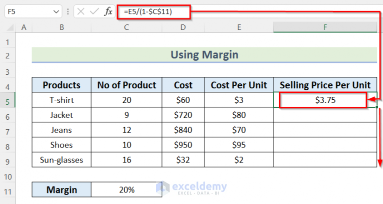 how-to-calculate-selling-price-per-unit-in-excel-3-easy-ways