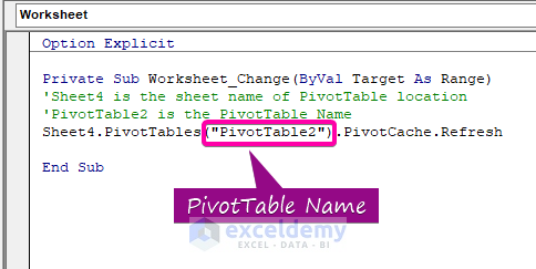 Automatically Update a Pivot Table When Source Data Changes in Excel