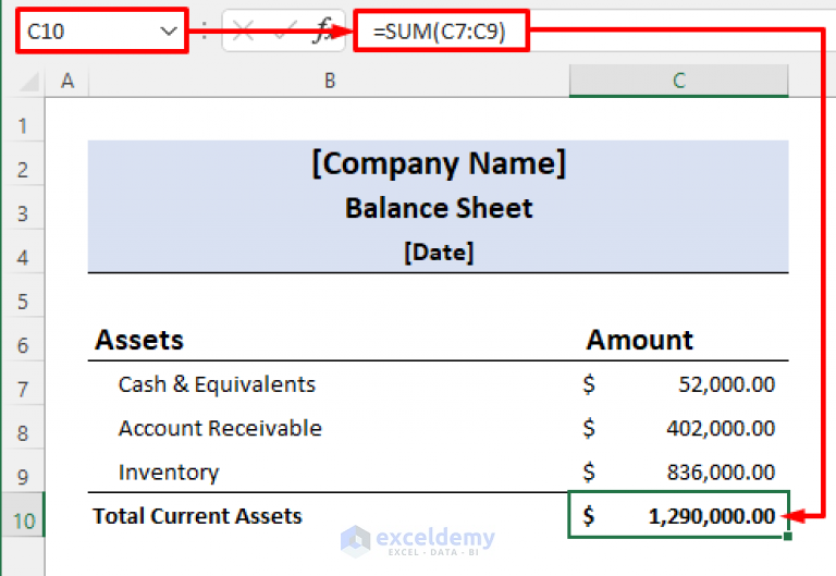 Balance Sheet Format In Excel With Formulas Create With Easy Steps 4626