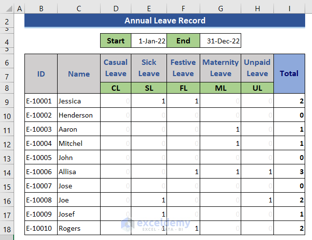 How Do I Calculate Annual Leave In Excel