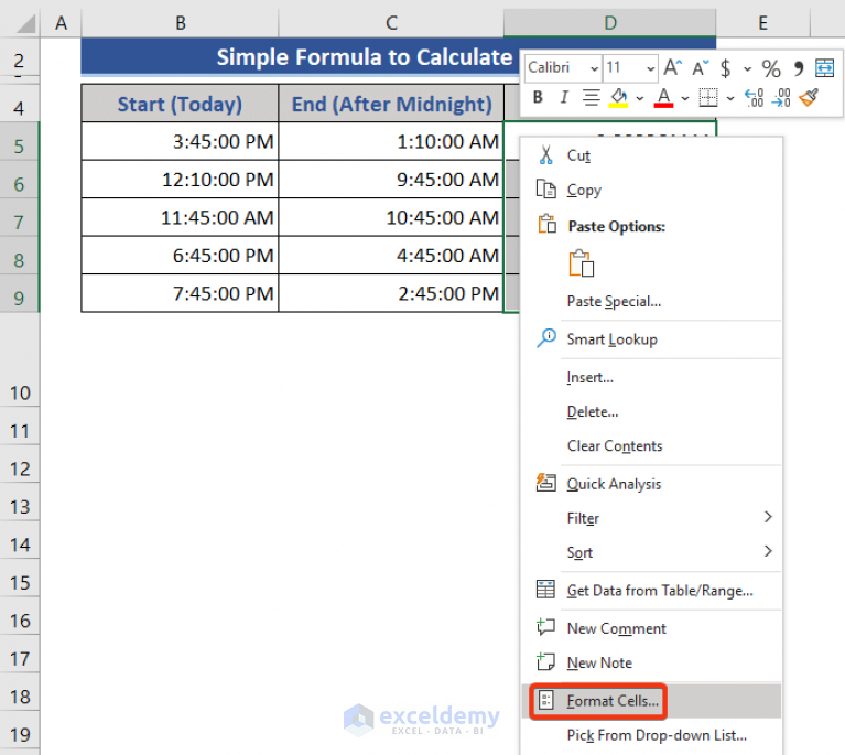 excel calculate hours between two times after midnight template