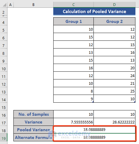 How To Calculate Pooled Variance In Excel With Easy Steps Exceldemy