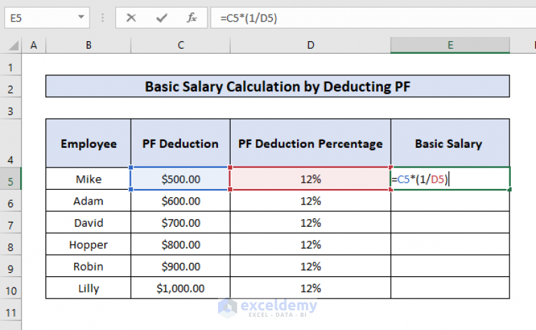 How To Calculate Basic Salary In Excel 3 Common Cases ExcelDemy