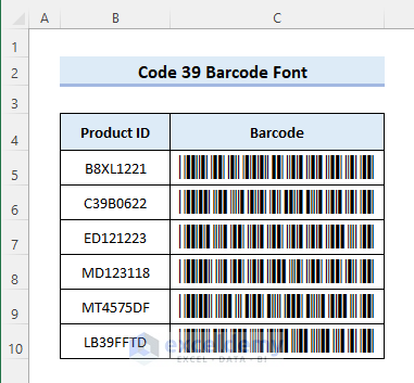 How to Use Code 39 Barcode Font for Excel (with Easy Steps)