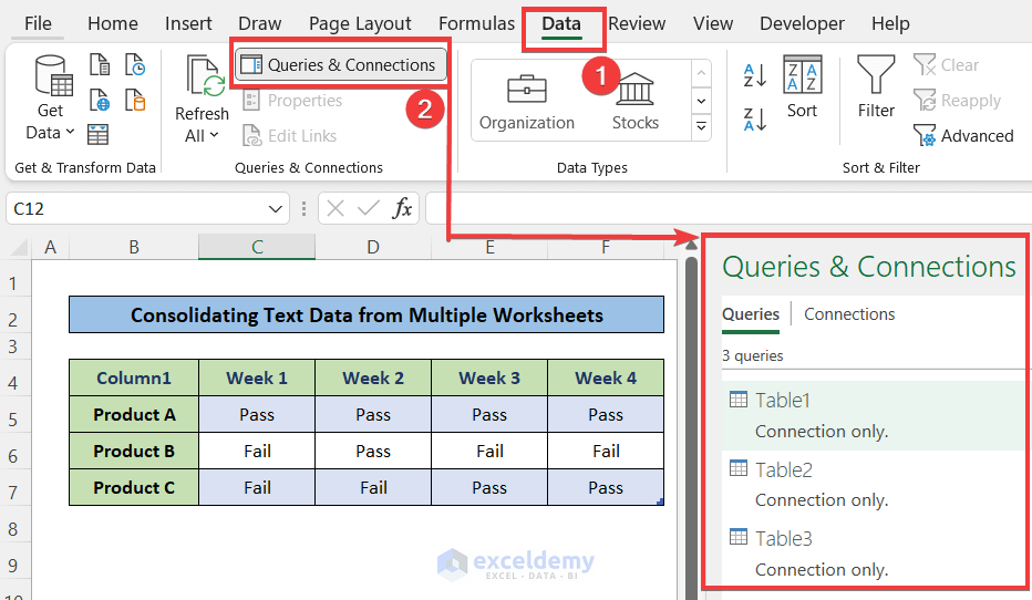 Consolidate Function For Text Data In Excel with 3 Examples 