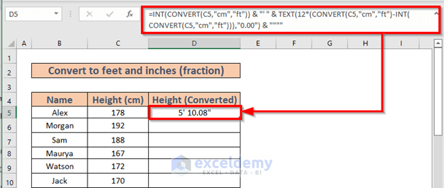 How To Convert CM To Feet And Inches In Excel 3 Effective Ways 