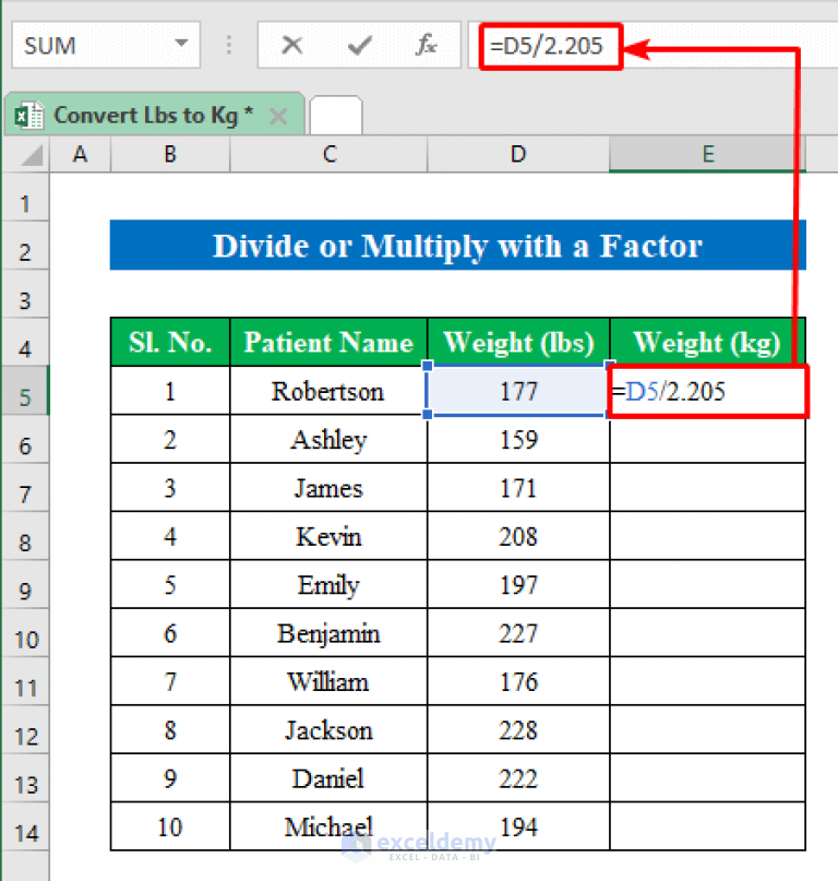 how-to-convert-lbs-to-kg-in-excel-3-easy-methods-exceldemy