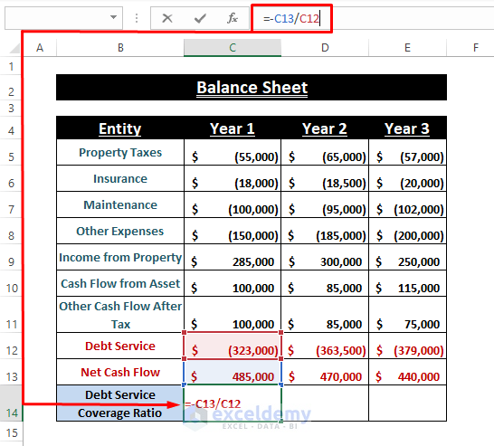 Debt Service Coverage Ratio Formula In Excel 2 Examples ExcelDemy