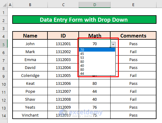 How To Create Data Entry Form With Drop Down List In Excel 2 Methods 