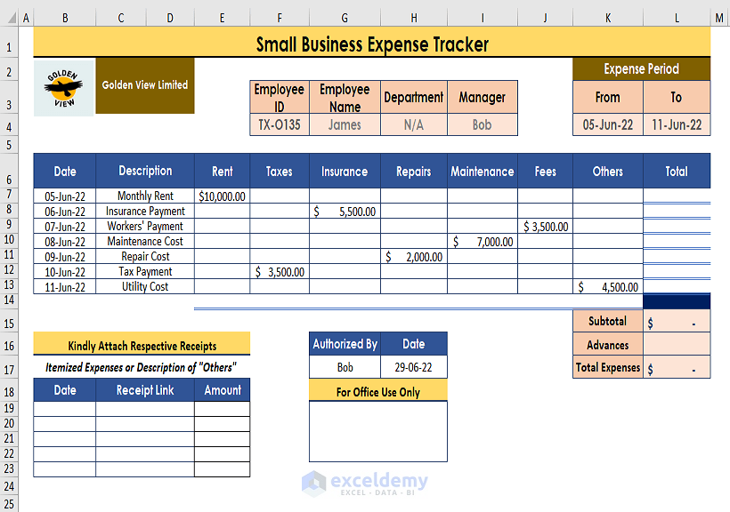 Expense Manager Excel Template