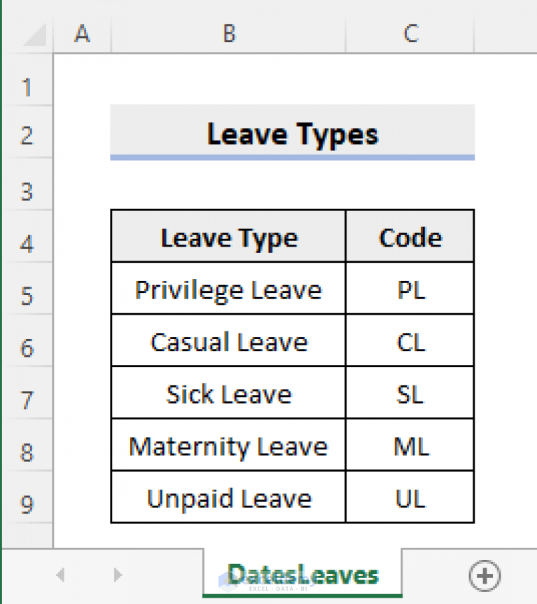 Employee Leave Record Format in Excel (Create with Detailed Steps)