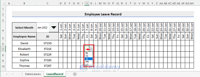 How To Create Employee Leave Record Format In Excel Create With 