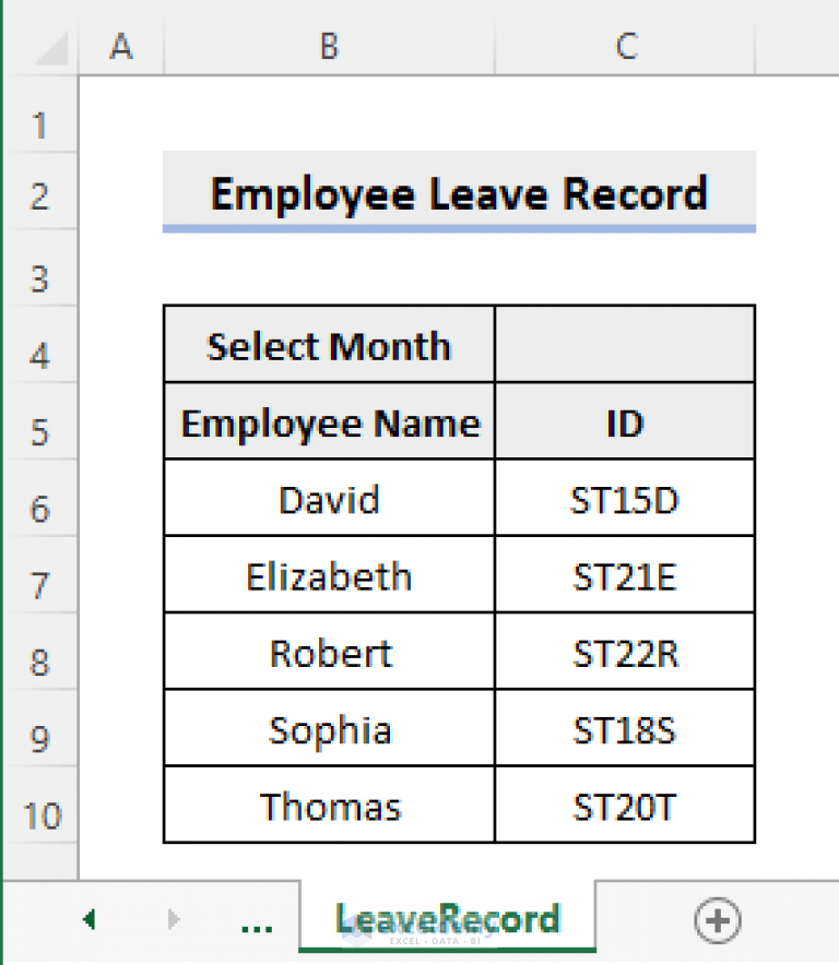 How To Create Employee Leave Record In Excel Sheet