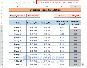 How To Calculate Overtime Hours In Excel Using IF Function - ExcelDemy