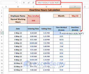 How to Calculate Overtime Hours in Excel Using IF Function - ExcelDemy