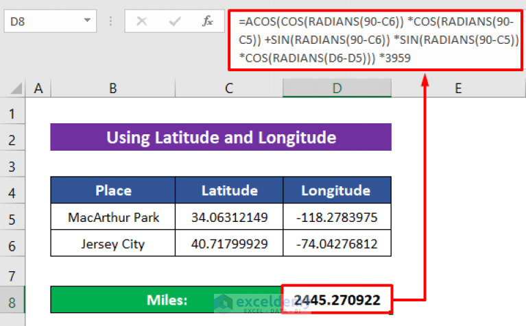 how-to-calculate-miles-between-two-addresses-in-excel-2-methods