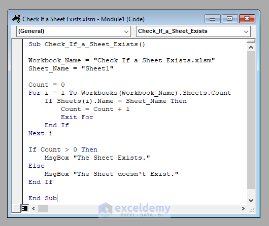 Excel VBA Check If A Sheet Exists 2 Simple Methods ExcelDemy