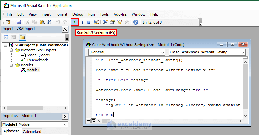 Excel Vba: Close Workbook Without Saving - Exceldemy