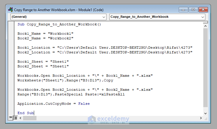 Excel VBA Copy Range To Another Workbook ExcelDemy