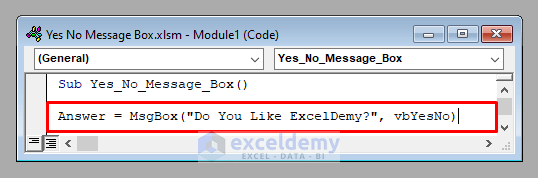 Excel VBA Develop And Use A Yes No Message Box ExcelDemy