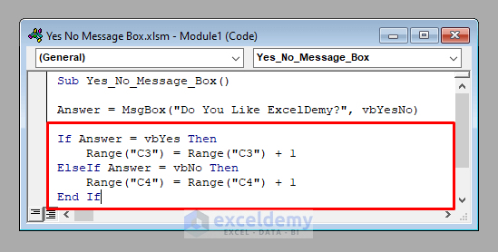 Excel VBA Develop And Use A Yes No Message Box ExcelDemy