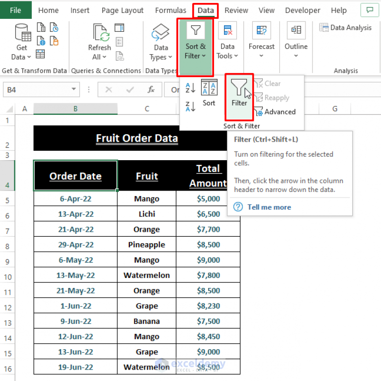 How to Filter Last 30 Days of Date in Excel (5 Easy Ways) - ExcelDemy