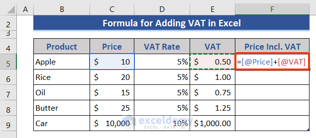 Formula For Adding Vat In Excel Apply With Easy Steps Exceldemy 8687