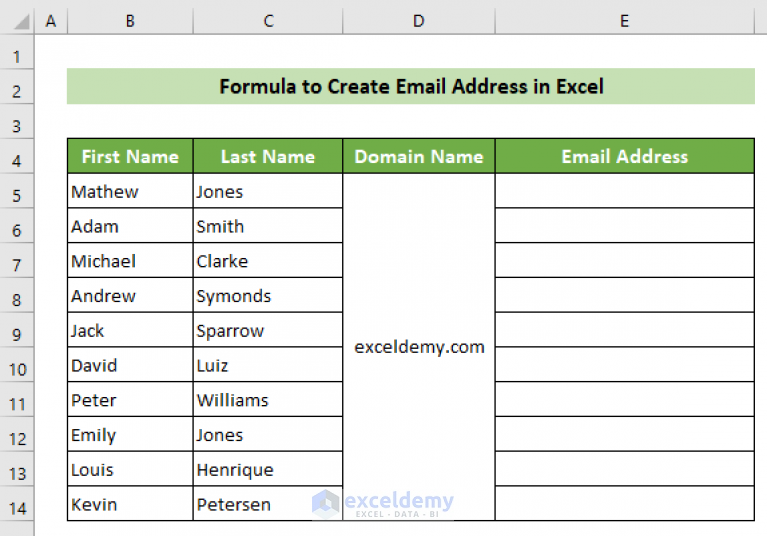 formula-to-create-email-address-in-excel-2-suitable-examples