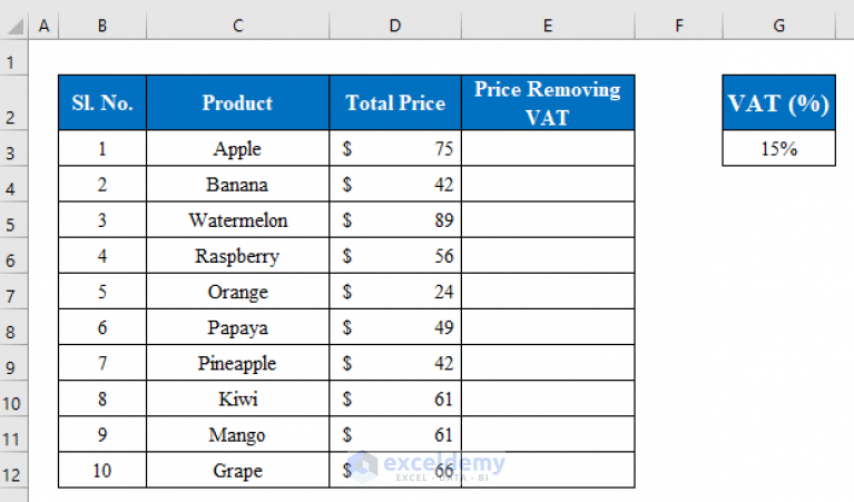 how-to-remove-vat-using-excel-formula-3-simple-methods