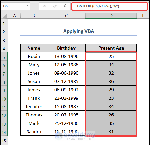 how-to-calculate-age-from-birthday-in-excel-8-easy-methods