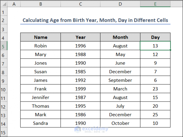 how-to-calculate-age-from-birthday-in-excel-8-easy-methods